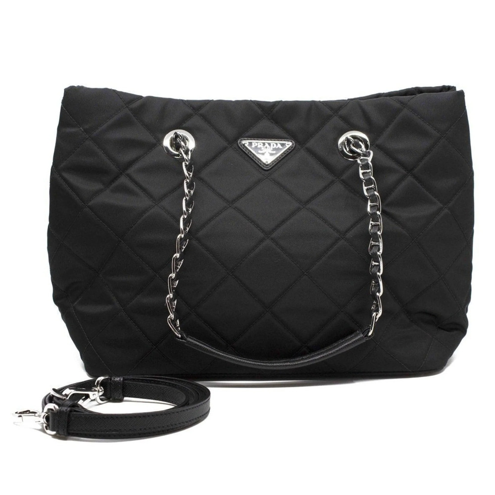 Prada Quilted Tessuto Nylon Chain Shoulder Tote Bag